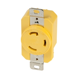 Marinco 305CRR Yellow Locking Receptacle 30A 125V 2P3W (L5-30R) | Blackburn Marine Dock & Marine Shore Power